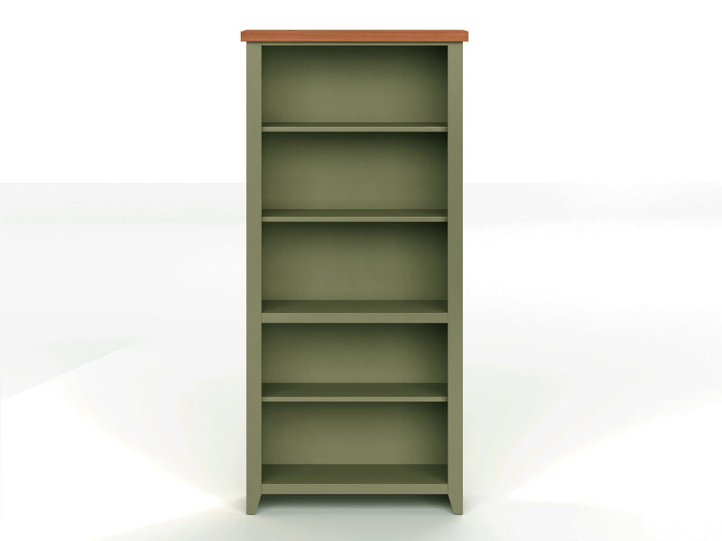 72" High 5 Shelf Bookcase - Sage Green And Fruitwood